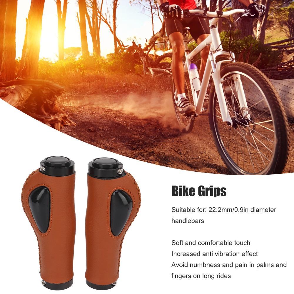 1 Pair Easy Installation Leather Bike Grips Leather Handlebar Cover  Mountain Bike Riding
