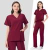 Stretch Quick-drying Surgical Gown Hospital Nurse's Suit Beauty Salon Work Clothes V-neck Split Hand-washing Gown