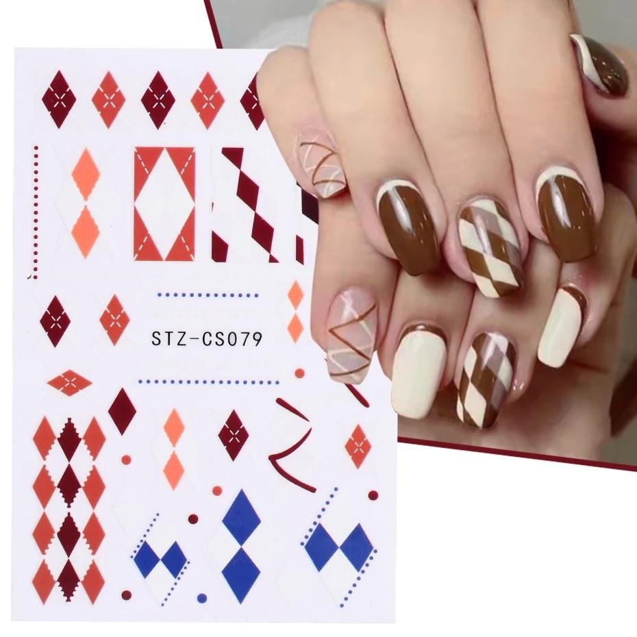 Abstract Line DIY Nail Stickers for Women Girls Nail Art Decorations Rose Gold Spring 3D Sliders for Manicure Nail Polish Decals
