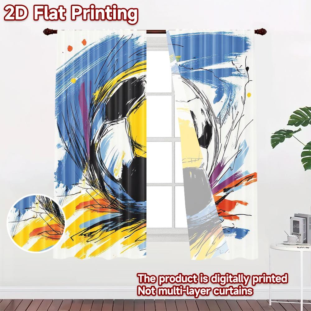2D flat Photography Backdrop Scene Tapestry Colorful Soccer Ball 100% Polyester Festive Holiday for Suitable for parties and