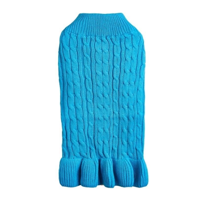 

Elegant Cable Dog Sweater Ribbed Design Cozy Winter Outfit Trim Pets Apparel Perfect For Indoor Outdoor Use M синій