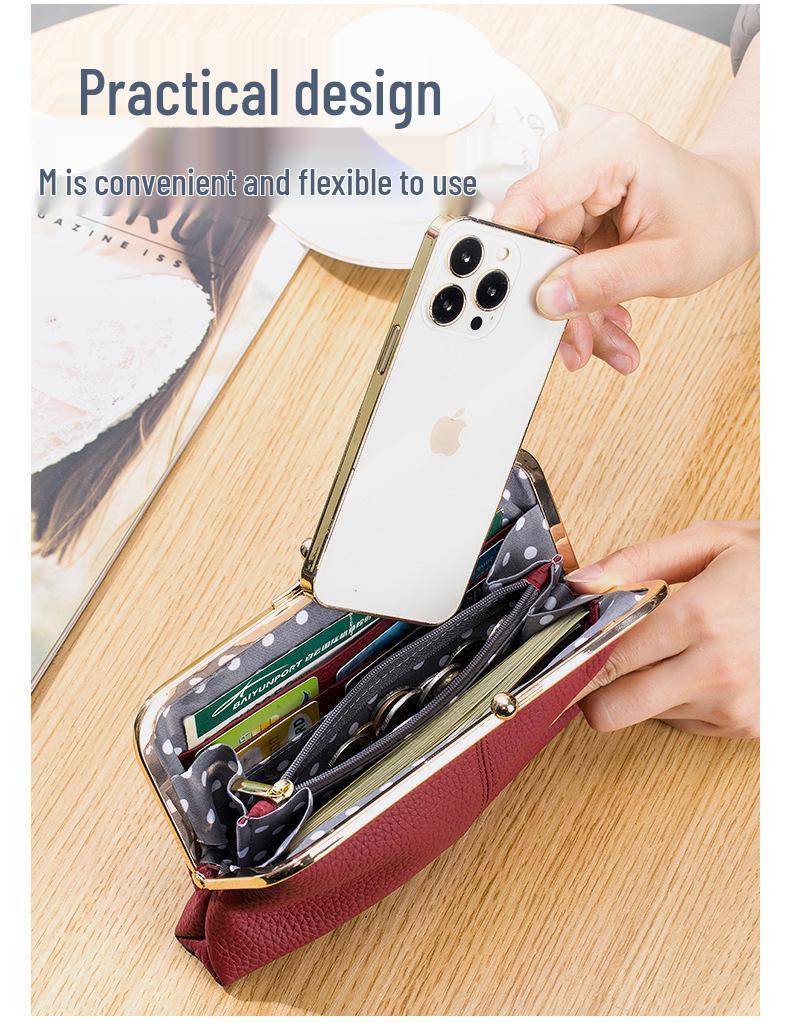 Premium Leather Long Clutch Wallet with Clasp - Large Capacity, Minimalist Design