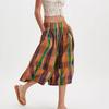 Women's Summer Boho Plaid Culotte Pants Casual Wide Leg Palazzo