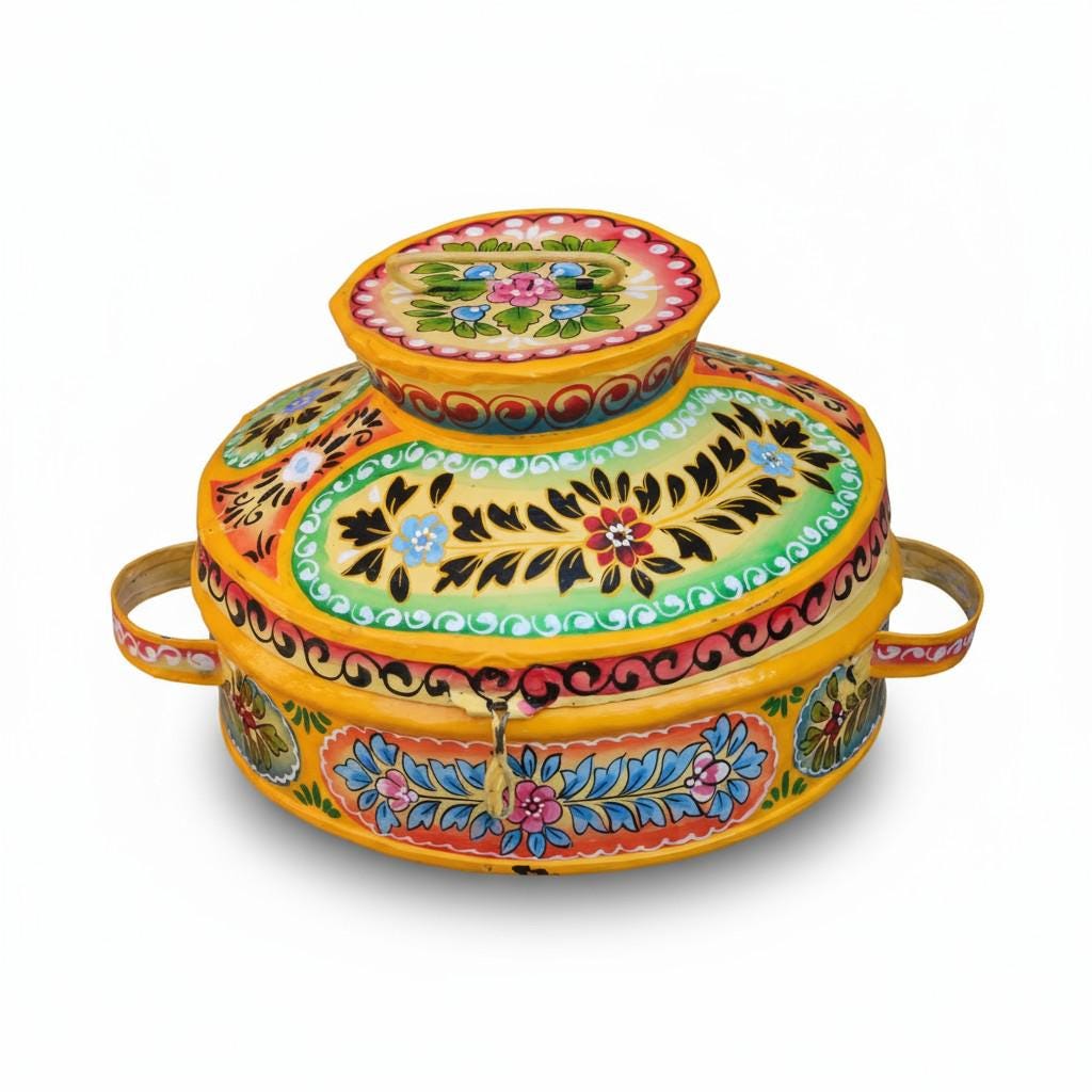 Hand-Painted Decorative Storage Box | Rajasthani Wooden Box with Lid | Colorful Indian Art Organizer | Ethnic Floral Keepsake Box