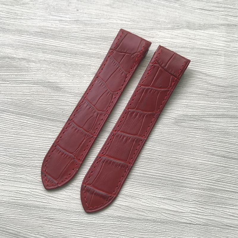 20mm 23mm preto marrom azul branco vermelho branco rosa couro genuíno wacth cinta masculino feminino para cartier santos100 pulseira pulseira