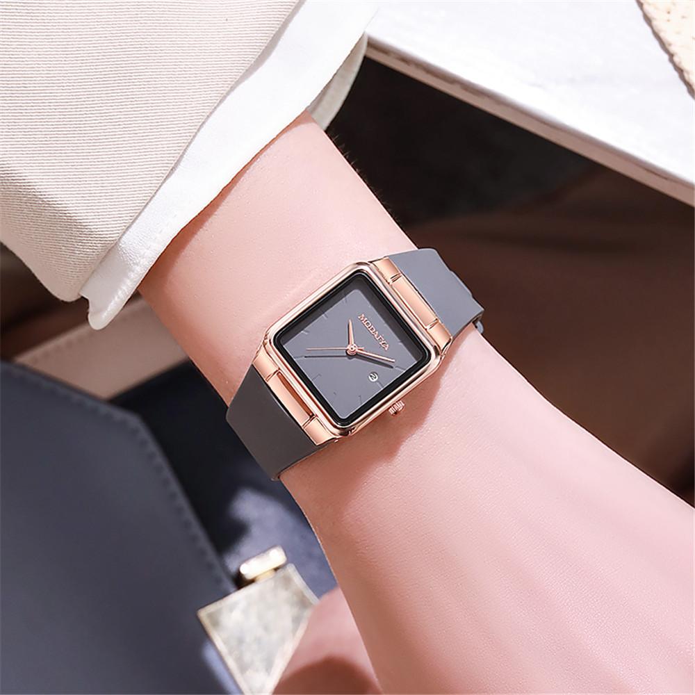 

Fashion Women s Simple Brand Square Calendar Black Quartz Watch Casual Silicone Strap Female Clock Wristwatch