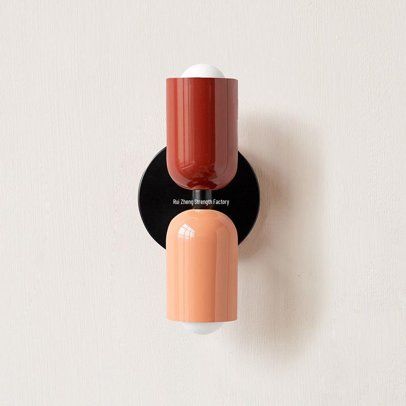 Mid-Century Modern Double-Head Cream Wall Lamp - Creative & Colorful Vintage Design for Nordic Bedrooms