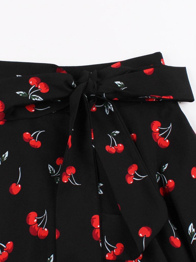 2024 Spring Collection Waist-Tie Print Midi Skirt