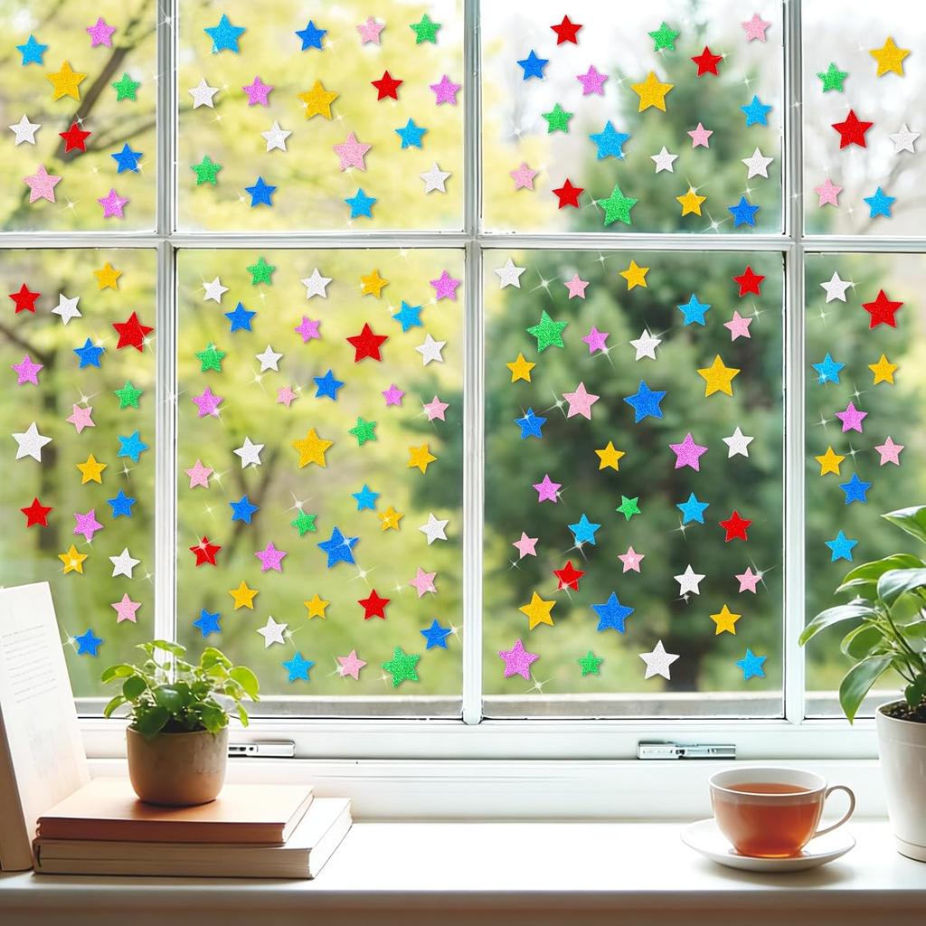 Glitter Foam Star Stickers Colorful Self Adhesive Eva Foam Stickers Diy Crafts Scrapbooking Home Christmas Party Decoration