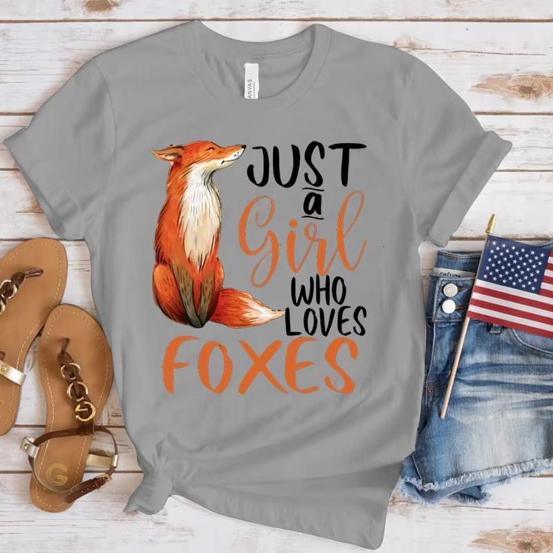 Fashion New Just A Girl Who Loves Foxes TShirt Unisex And Women Cartoon TShirt Harajuku Streetwear TShirt Casual Tops Tees