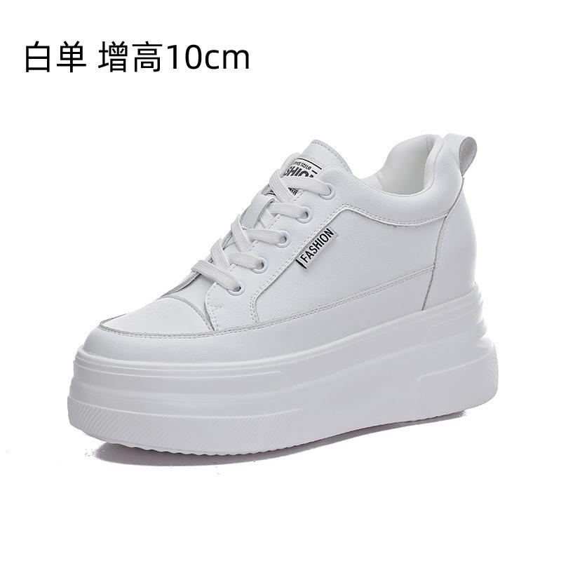 Fashion New Spring  White Hidden Wedge Heels Casual Shoes Woman 10CM Platform Shoes Elevator High-heels Walking Sneakers Women 2025