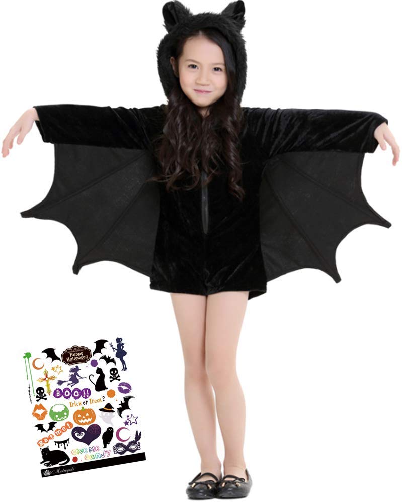 

Костюм летучей мыши-вампира Madrugada Batgirl, набор из 2 наклеек для татуировок на Хэллоуин для девочек, размер S700 (M (Рост 135-150см))