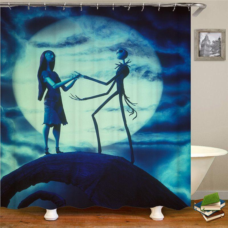 Zestaw Łazienkowy Miasteczko Halloween Z Wysokiej Jakości Zasłoną Prysznicową I Matami