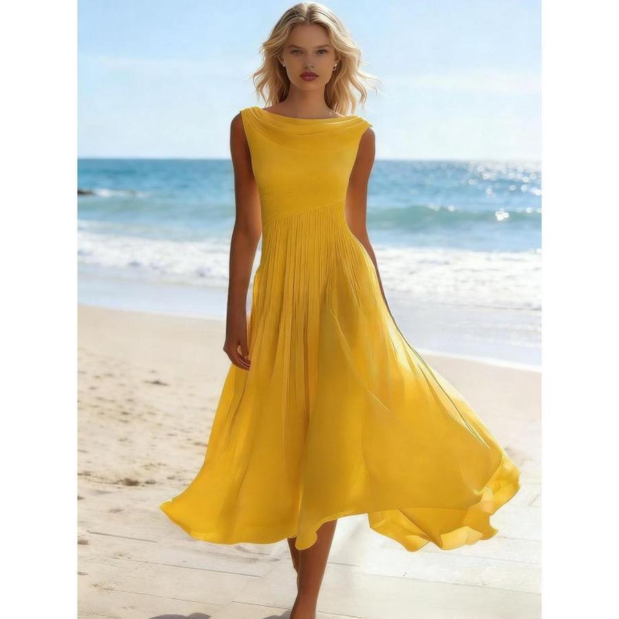 Vacation Elegant Party Resort Style Flowy Sheer Chiffon Dress New Arrival