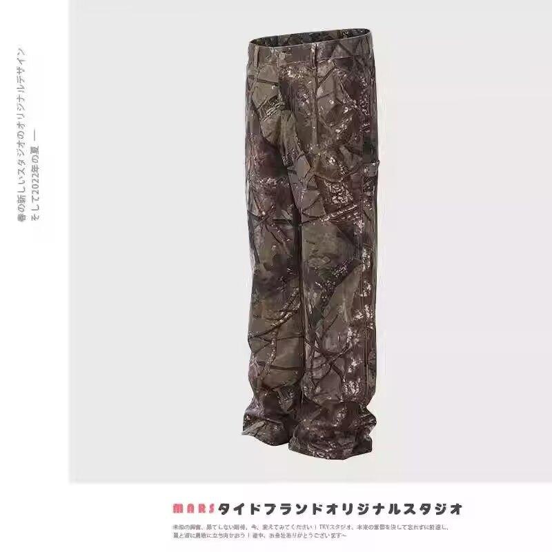 Amerikanische Retro-Alte Tarnung Zweig Jeans Herren Ins Trendige High Street Nische Locker Gerade Lässige Hosen