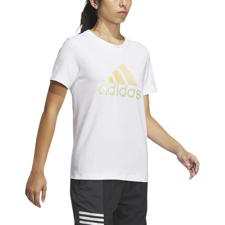 adidas T Shirts Women's White Crew Neck Moderate Straight Fit IM8885