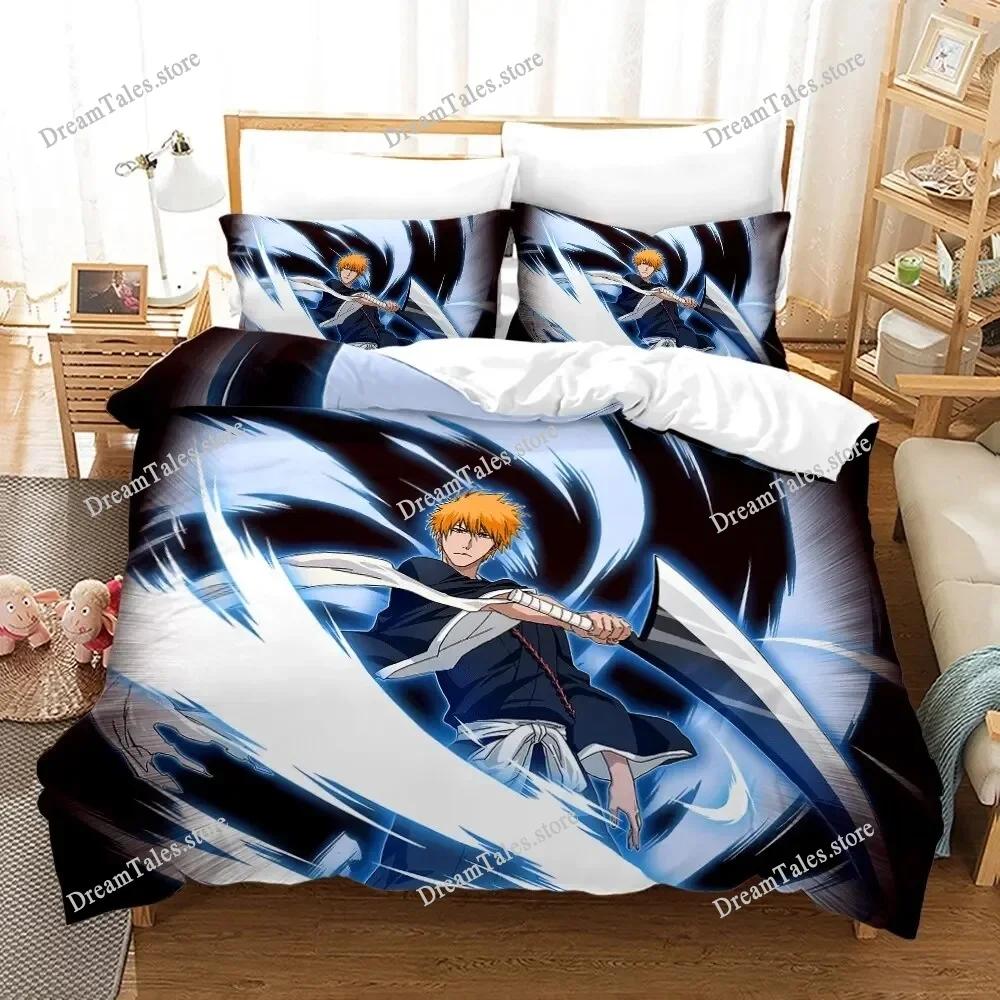 Bleach Kurosaki Ichigo Cartoon Poster Sheets Quilt Covers Bedding Dormitory Sheets Bedding Set Soft Warm Bedding Set Luxury Gift