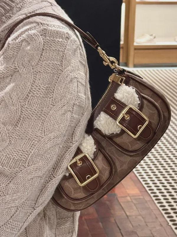 Koujia 2024 Women's Ashton Retro Underarm Baguette Motorcycle Shoulder Bag