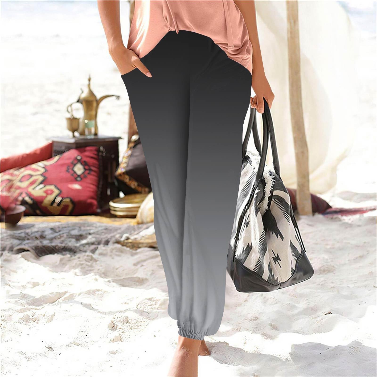 

Women s Casual Fashion Print Straight Leg Pants Pants With Pockets M