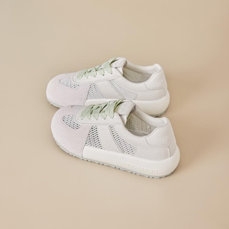 Summer thin German training shoes women's shoes 2025 new mesh little white shoes versatile, comfortable and breathable thick-soled casual board shoes