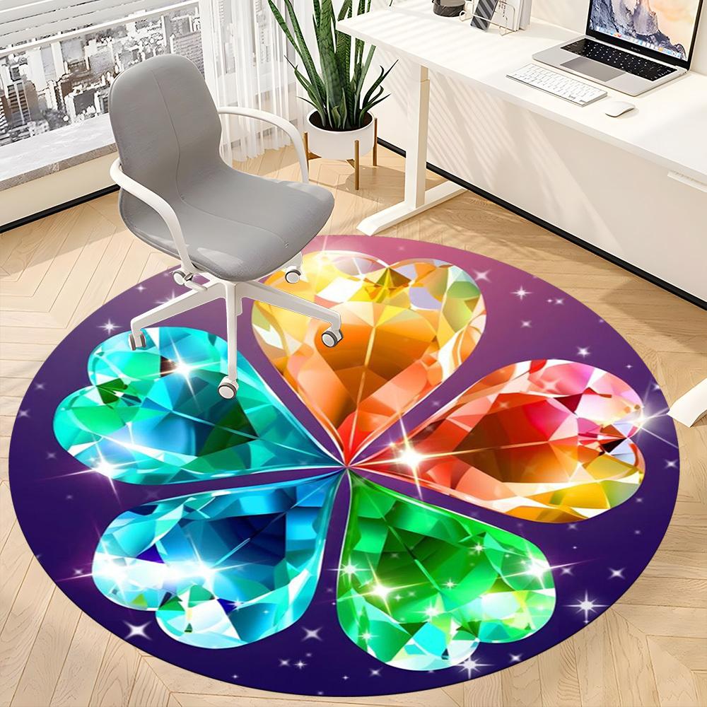 1pc Diamond Clover Chair Carpet for Office, Soft Comfortable Mat For Office, Living Room, Bedroom, Machine Washable Carpet yy251112012