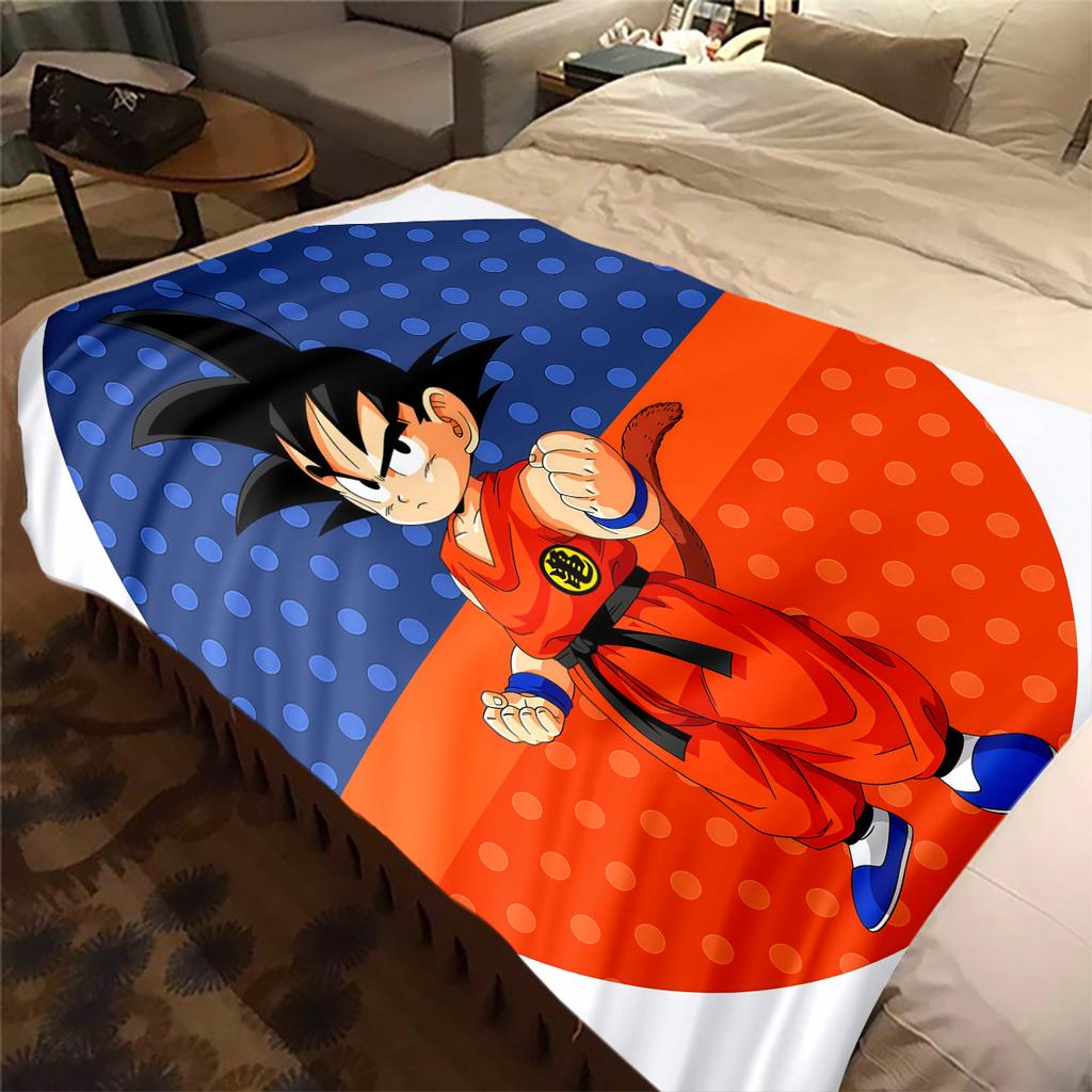 1 ks flanelová deka s potiskem Son Goku, Vysoce kvalitní pro všechna roční období, Domácí dekorace, Teplo a pohodlí, Perfektní jako vánoční dárky
