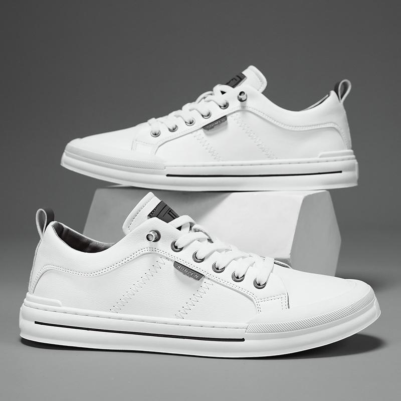 2024 Neue Herren Casual Leder Vulkanisierte Schuhe Bequeme Laufschuhe Handgefertigt Schnür-Sneakers Tennis Masculino Flache Designerschuhe