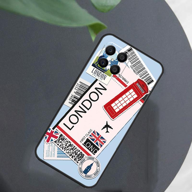 New York TOKYO Traveltickets Case For Honor Magic 8 7 6 5 Pro Cover For Honor X9c X9b X9a X8a X8b 50 70 90 200 400 Lite