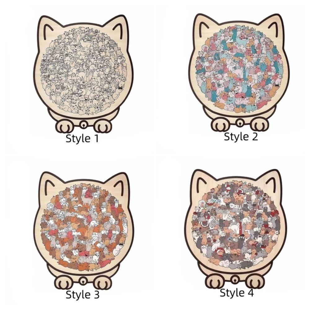 Cute Kitten Cat-shaped Jigsaw Animal Puzzle Unique Irregular Puzzle Cat Wooden Puzzle  For Adults