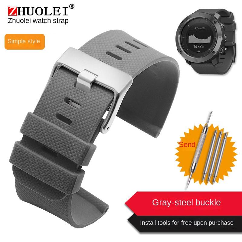 

24MM Silicone Watch Strap For Suunto 9 Spartan Sport Quick Release Suunto 9 Baro Traverse Orange gray Rubber Watchband bracelet 24mm