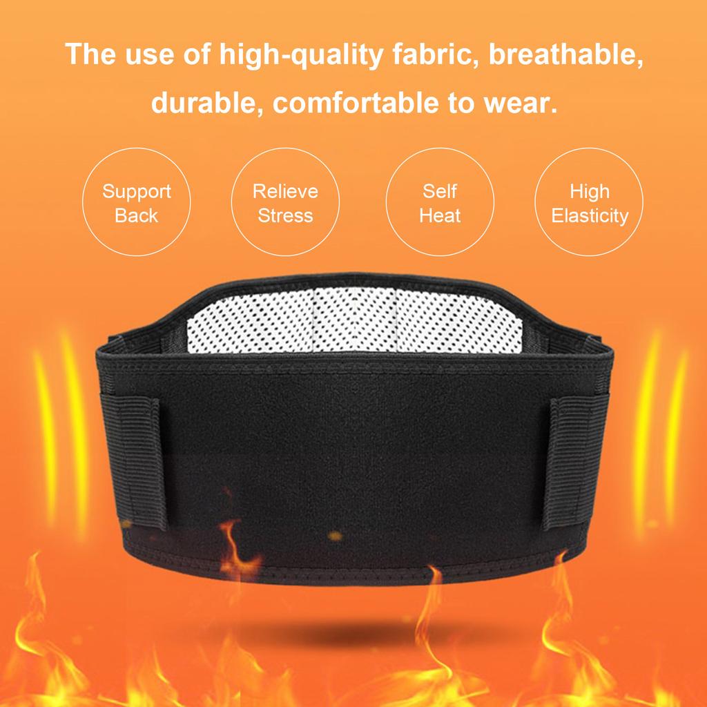 Self-heating Magnetic Therapy Back Brace Support Brace Adjustable Pain Relief Back Waist Trimmer Black Tourmaline with Breathable Mesh and Dual