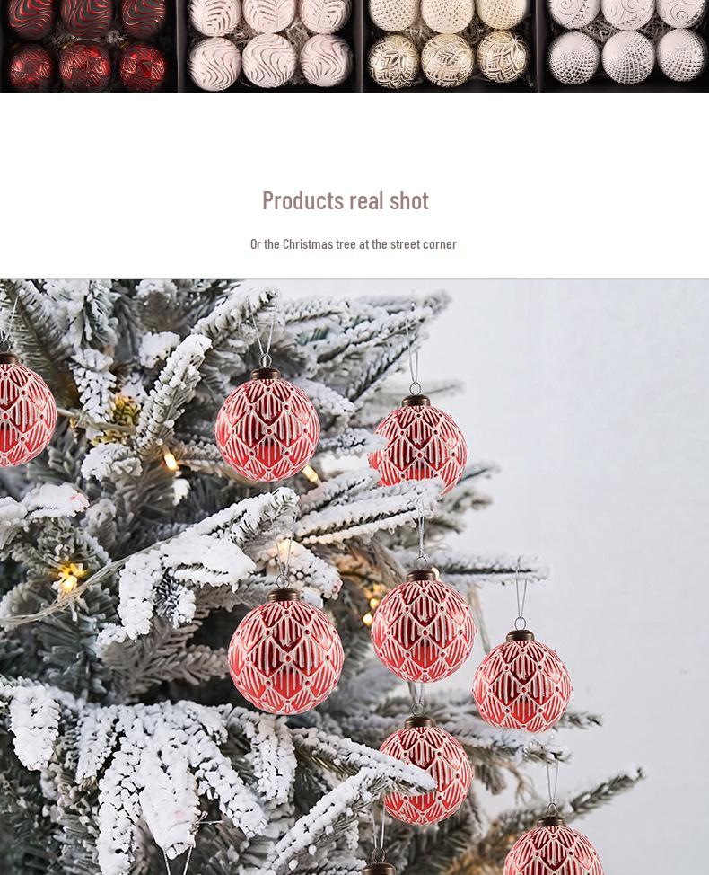 Retro 8cm Christmas Ball Set: 12 Decorative Ornaments for Festive Scenes and Tree Decoration