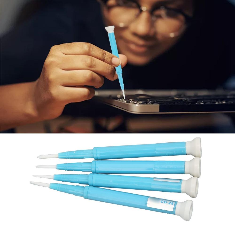 4PCS Slotted/Flat Head Ceramic Screwdriver Set 1.3mm, 1.8mm, 2.0mm, 2.6mm Ceramic Tip Non-Conductive Adjusting Screwdriver