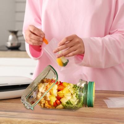 Salad Jar with Side Door Opening Integrated Seasoning Bowl Large Meal Prep Salad Container with Screw Lids