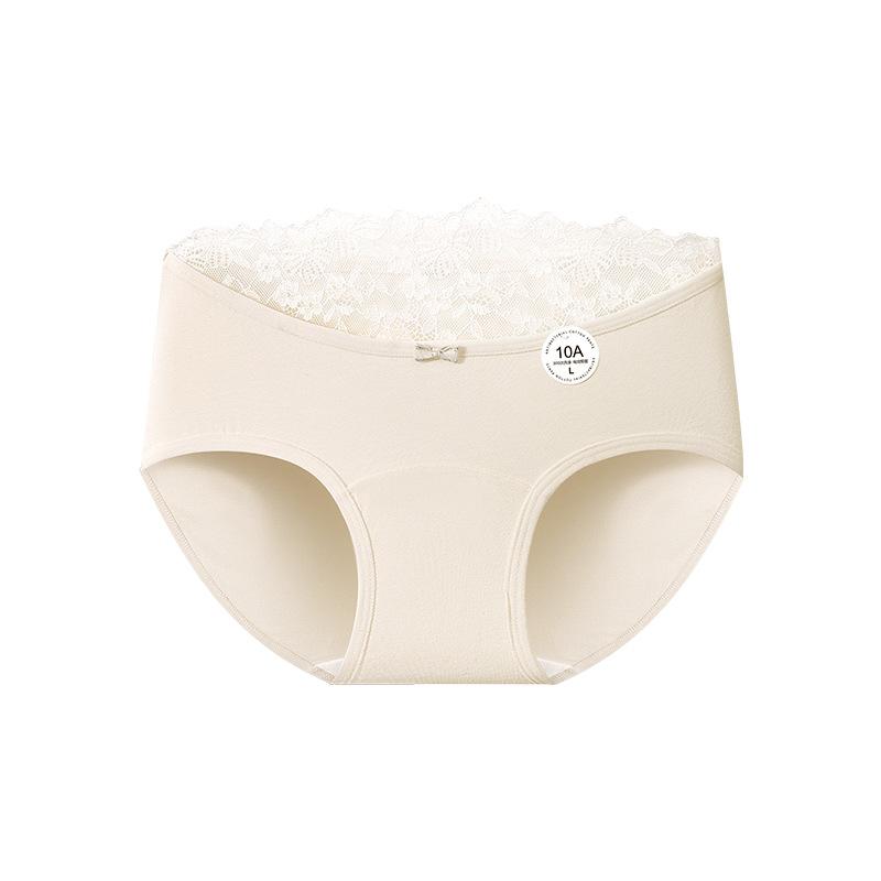 Lady Spring and Autumn Romantic Lace Stitching Pure Cotton 10A Antibacterial Crotch Skin Breathable Triangle Briefs
