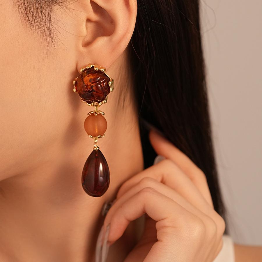 Maillard Feng Shui Drop Earrings French Retro Temperament High-end Earrings for Women