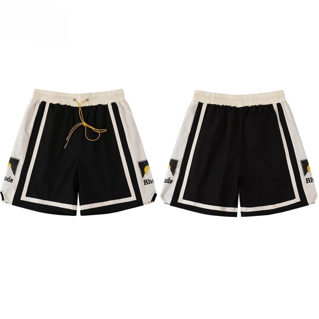 LUXEONCasual Breathable Short Pants Printed Sunset Letter Patchwork Color Summer Loose Straight Leg Shorts