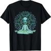 UFO Alien Mandala Meditierender Grüner Alien Lotus Zen Grafik T-Shirt