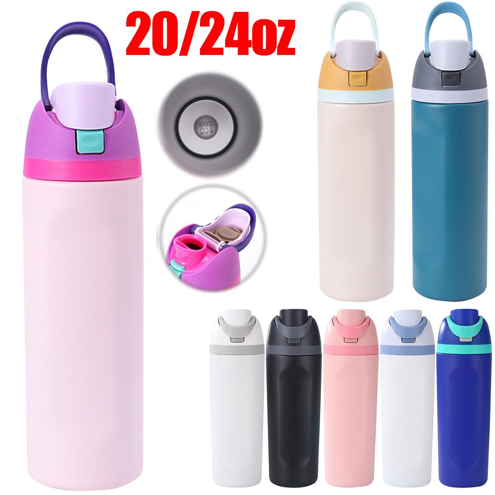 20/24oz Straw Insulated Tumbler Stainless Steel Sports Water Bottle Vacuum Thermal Insulated Mug for Outdoor Camping Sports