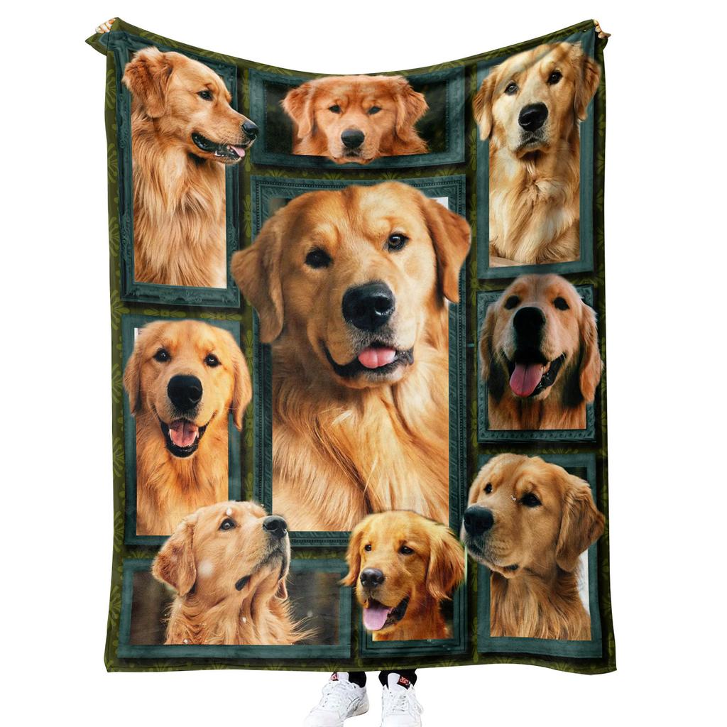 German Shepherd Blanket Dog Lover Gift Fleece Throw Soft Cozy Pet Photo Collage Home Decor Animal Art Bedding Cover