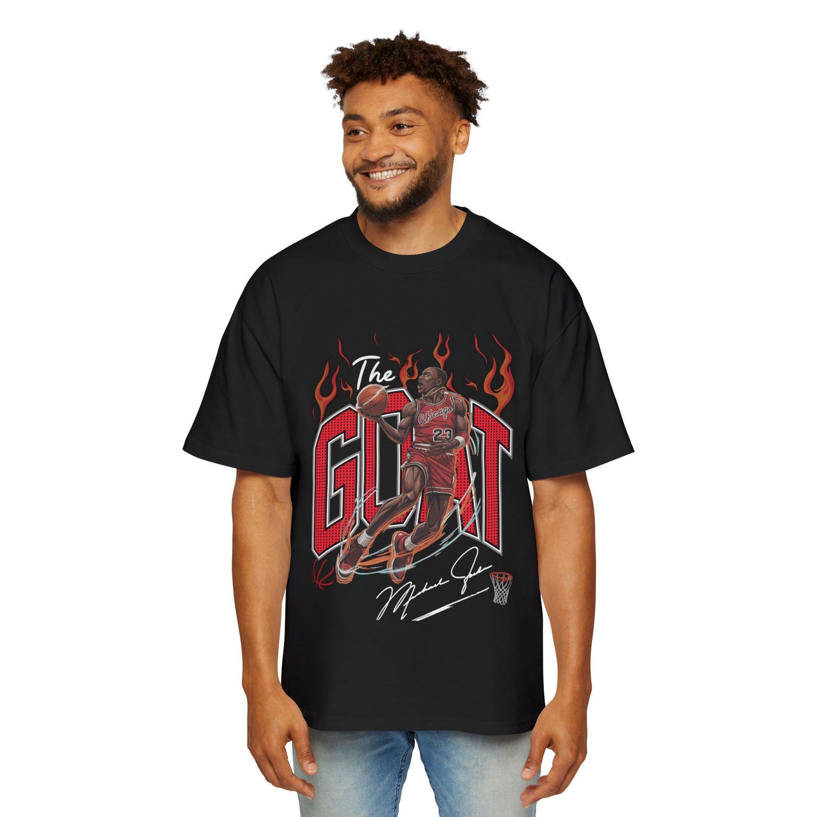 The GOAT Fire Graphic Basketball Tee by IXI S