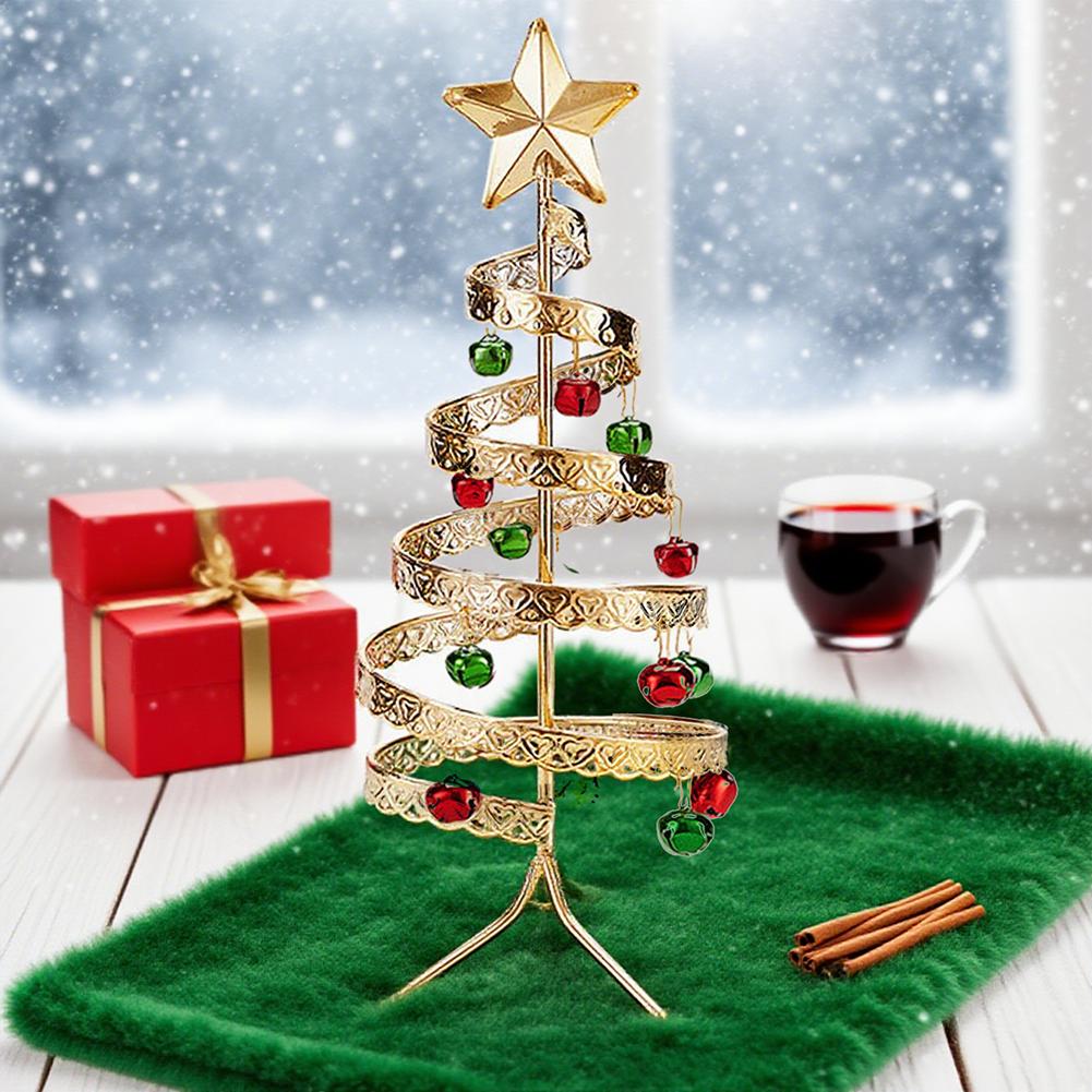 Bell Tabletop Christmas Tree Table Centerpiece Wrought Iron Vintage Style Christmas Mini Christmas Tree for Shelf Mini Christmas Tree