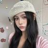 New Japanese Style Simple Woven Beret Ladies Spring Summer Thin Hollow Out Straw Beret British Beret Hollow Elegant Painter Hat