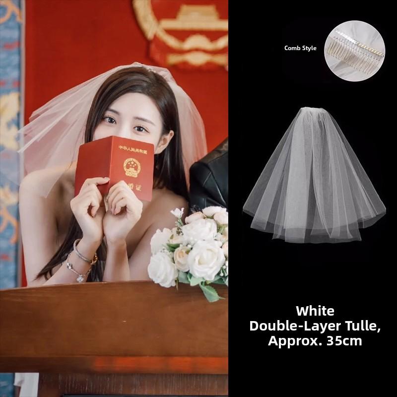 

Wedding Veil Bridal Headwear Simple Elegant Soft Tulle Headpiece for Registration Ceremony Engagement And Bride s Gown