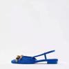 2025 Spring Newest Brand Women Sandal Fashion Buckle Shallow Ladies Elegant Blue Mules Flat Heel Female Dress Slides Shoe