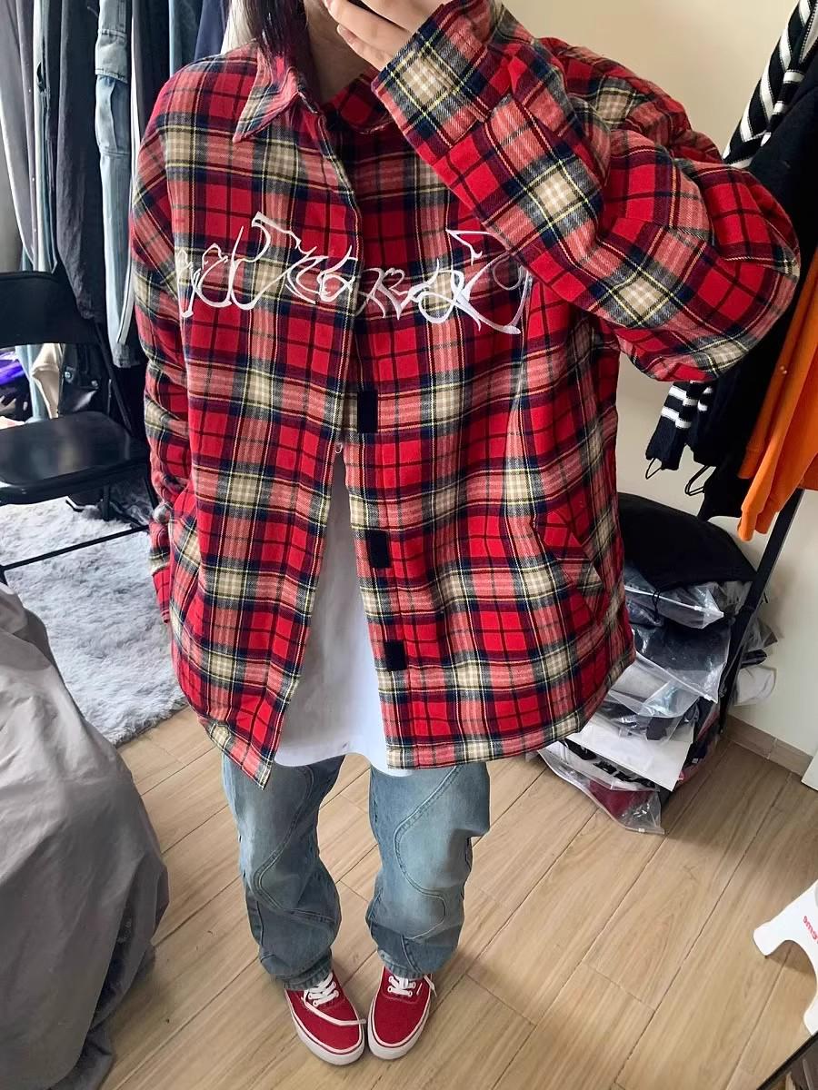 

Трендовая женская рубашка в клетку в корейском ретро-стиле 2025: Молодежный, Свободного кроя, С длинным рукавом для весны/осени. XL