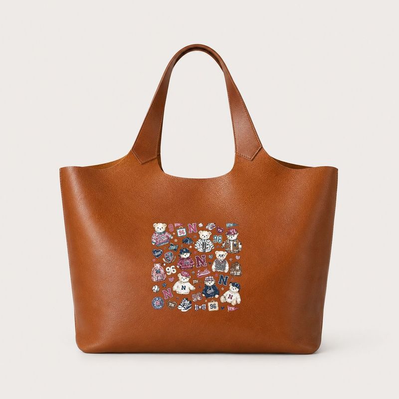 Women s Tote Handbags Teddy Bear Patchwork Print Top Handle Shoulder Carry Playful Graphic Style for Campus Looks, City Walk, Daily Use 1pc