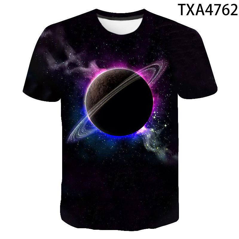 New Fashion Space Planet Space Galaxy Men's and Women's Summer Casual Short Sleeve 3D Printed T-shirt