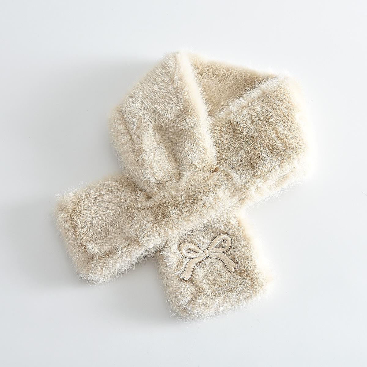 Детский зимний шарф с бархатным бантом - Теплый, ветрозащитный, однотонный 72*9cm