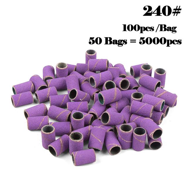5000pcs Nail Art Sanding Bands 80# 120# 180# 240 Grinder Band for Manicure Drill Machine Removing Gel Varnish Pedicure